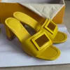 Vrouwen Leren Slides Designer Sandalen Mode Klassiekers Hoge Hakken Brede band Letter Sandaal Flats Sexy Slippers Zomer Strand Slippers Met Doos 315