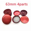 Roken Grinders Herb Metal 63mm 4 Laag Tabak Tool voor Roken Pijp Zicn Alloy CNC Tanden Kleurrijke Sharpstone Grinder voor Water Bong 2PCS