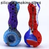 FDA Silikon Rökrör Vattenpipor med glasskål Herbal Silicon Tobacco Herb Pipes Oil Dab Rigs Hand Spoon SmokePipe