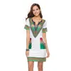 Senhoras Sexy V Pescoço Pocketwork Bodycon Mini Túnica Vestido Mulheres Vestido Robe Africano Imprimir Dashiki Dress Sundress Vestidos Novo 210416