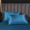 Conjuntos de lençóis queen king size capa de cama com lençol elástico de cetim de poliéster para colchões duplos jacquard sem capa186z