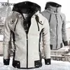 Zipper Men Jackor Höst Vinter Casual Fleece Coats Bomber Jacket Scarf Collar Fashion Hooded Male Outwear Slim Fit Hoody 211110