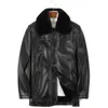 Fur Collar Bomber Leather Jacket Mens Brand Plus Velvet Tjock Varma Topp PU Jackor Män Vattentät Motorcykel Windbreaker 210524