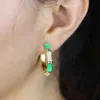 Colorful fashion women jewelry Neon enamel 8 colors geometric cz bamboo hoop earring
