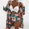 Zomer sexy floral print bikini badpak vrouwen 3 stuk high-taille set badmode vrouwelijke Braziliaanse push-up badpak 14