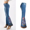 Jeans da donna Jeans da donna in cotone ricamato con fiori Skinny Bell Bottom Push Up Hip Lift Pantaloni in denim Stretch Patchwork Leopard Jean