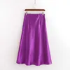 women summer silk satin casual purple soft long skirts female chic high waist mermaid skirt faldas mujer moda 210621