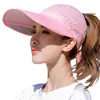 韓国の女性空のトップストローサンバイザーハットワイドブリム日焼け止め調整可能なビーチ野球帽dxaa帽子
