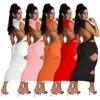 Articles en vrac robes pour femmes une pièce ensemble mode évider maigre genou longueur robe femmes vêtements klw6585