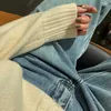 Йединас синие джинсы прямой женщины с высокой талией, парень, парень, корейский стиль, джинсовые брюки, винтажные дамы 210527