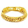 Klassisk 24K gul guldpläterad för kvinnor Män 12mm Rope Shape Hand Chain Armband Födelsedagsjubileum Fina smycken