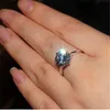 Bague de fiançailles Solitaire classique 4 carats 6 griffes Bague NSCD pour femme Bague de mariage en argent sterling 925 210924