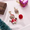 2021 Nowy Boże Narodzenie Snowman Pluszowy Kulka Tassel Asymetryczne Kolczyki Mody Ozdoby świąteczne