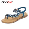 Tjeckisk stil mode kvinna sandaler platt rhinestone damskor peep toe kvalitet sexig bohemisk stor storlek