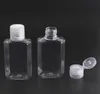 Qualité 30 ml 60 ml Bouteille en plastique PET vide avec capuchon rabattable Bouteilles de forme carrée transparentes pour liquide de maquillage Gel désinfectant pour les mains jetable