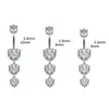 S925 Silver Heart Belly Button Ring 14g CZ Navel Barbell Body Piercing Smycken för kvinnor och tjejer