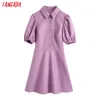 fashion women purple faux leather arrival short sleeve ladies tunic mini dress BE635 210416