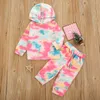 6M-4Y Infant Baby Girl Boy Clothes Set Autunno Tie Dye Top con cappuccio Pantaloni Abiti Toddler Kid Abbigliamento 210515