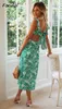 Foridol Bownot Backless Kadınlar Boho Plaj Elbise Yaz Famale Rahat Yeşil Maxi Uzun Elbise Sundress Yeni Vestidos Mujer 210415