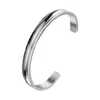 Bangle Stainless Steel Hair Band Bracelet C-shaped Open Concave Arc Groove Rubber Gold Silver Color Titanium Cuff