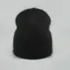 Autumn Winter Hat For Women 70% Rabbit Fur Winter Cap Fashion Warm Knitted Beanie Hats Women Solid Adult Cover Head Caps