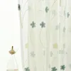 Chinese Embroidered Curtain Linen Blue Pink Flower Tulle Kitchen Girl Room Decoration & Drapes