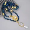 Bijoux guaiguai 2 brins Collier d'agates bleues Keshi Pearl Clear Quartz Bouddha Head Pendant Collier 20quot style religieux pour 6994459