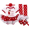 Neonata Vestiti La mia prima natale natale natale costumi di renna Costumes Tutu Romper Vestito da pizzo Scarpe 4pcs set di abbigliamento 211011