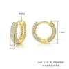 fashion gold plated zircon micro-inset round stud earring hip hop full drill ear buckle