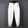 Varış İlkbahar Yaz Kore Moda Kadınlar Elastik Bel Gevşek Beyaz Kot Tüm-Eşleşen Rahat Pamuk Denim Harem Pantolon S982 210809