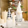 Kerstmis Faceless Gnome Handgemaakte Zwart-witte Plaid Forest Oude Man Doll Xtmas Tiered Lade Decoraties CCB12338