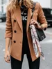 7色の女性の短いジャケットカーディガンコート秋冬のソリッドカラー長袖二重胸のボタン小スーツのアウタースリムフィットショーツトップS-3XL