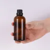 Lege 5-100ml etherische oliën fles met druppelaar en tamperdeksels Amber glazen eliquid-flessen