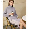 Minimalisme hiver Style français robe de mode pour femmes robe pull ample au genou tricot 1388 210527
