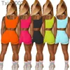 Women Tracksuits Designer Two Piece Set Short Solid Color Sleeveless Casual Wear Vest Shorts Suit Summer Sportswear