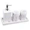 white marble bathroom accessories