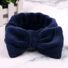 Kvinnor Coral Fleece Bow Hårband Solid Färg Tvätt Face Makeup Soft Headband Fashion Girls Turban Head Wraps Hårtillbehör 323 Y2