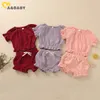 6 M-3Y Yaz Toddler Doğan Bebek Bebek Kız Giysileri Set Ruffles T Shirt Şort Yumuşak Kıyafet Giyim Kostümleri 210515