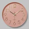 Wall Clock Plastic Mute Silent 12 inch 30CM Creative Fashion Living Room Scale Clocks Wall Home Decor Pink Green 210724