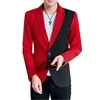 Męskie Garnitury Blazers Czarny White Splited Jacket Style Spring and Autumn Style Mężczyźni Slim Garnitur Blazer Coat Red Blue Male Top S M L XL XXL XXXL