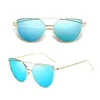 2021 Mode Cat Eye Vintage Lunettes de soleil Rose Or Miroir Femme Métal Réfléchissant Lentille plate Tourisme Lunettes de soleil Style multicolore