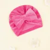 2021 New Velvet Turban Baby Winter Newborn Bowknot Hat Boys Girls Solid Bow Head Wraps Bonnet Caps Младенческие душевые реквизиты