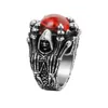 Anillos de racimo amarillo ojo rojo mago anillo de acero inoxidable joyería moda grim reaper ghost calavera garra ciclista para hombres niños SWR0984A