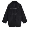 Black fur Lamb Wool Coat for Women Winter Korean Style Loose Warm Heavy Woolen Coats Casual Jackets 210608