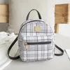 Fashion Plaid Mini Backpack Women's Schoolbag 2021 Female Rucksacks Small Book Bag Classic Back Shoulder Mochila Zipper PU Solid Style