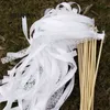 50PiecesLotStyle A white ribbon wedding wands with silver bell Wedding Ribbon Stickribbon Twirling Streamers 2111053963702