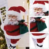 Babbo Natale Scala rampicante Canto elettrico Su e giù Ornamenti di Babbo Natale per albero di Natale Decorazione natalizia per interni 211104