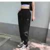 Höst Hög midja Leende ansikte Broderade Jogger Sweatpants Byxor Kvinnor Drawstring Casual Fashion Solid Pants 210513