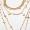 2021 Bohemian Imitation Perle Herz Münzen Anhänger Mehrschichtige Ketten Halsband Halskette für Frauen Hals schmuck