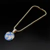Iced Out Blue Earth Pendant Bling Cubic Zircon Necklace For Men Fashion Hip Hop Party Jewelry With 13mm Miami Cuban Chain X0509